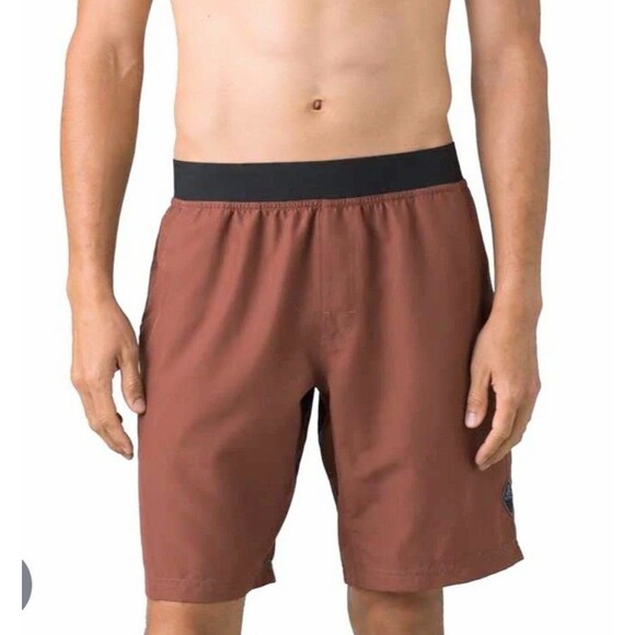 Prana Mojo Shorts Mens XL Red Rust Climbing Hiking Gym Yoga Quick Dry Outdoors - Picture 1 of 10